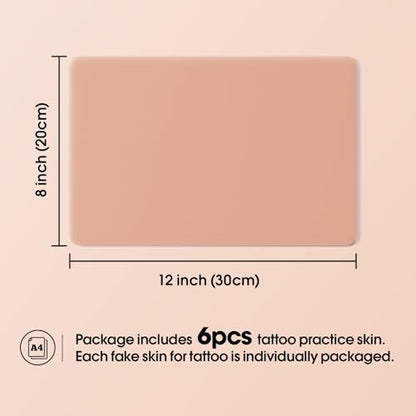 Peau Synthétique Tatouage 3mm - 6pièces (20cm x 30cm) A4 Silicone Souple Format