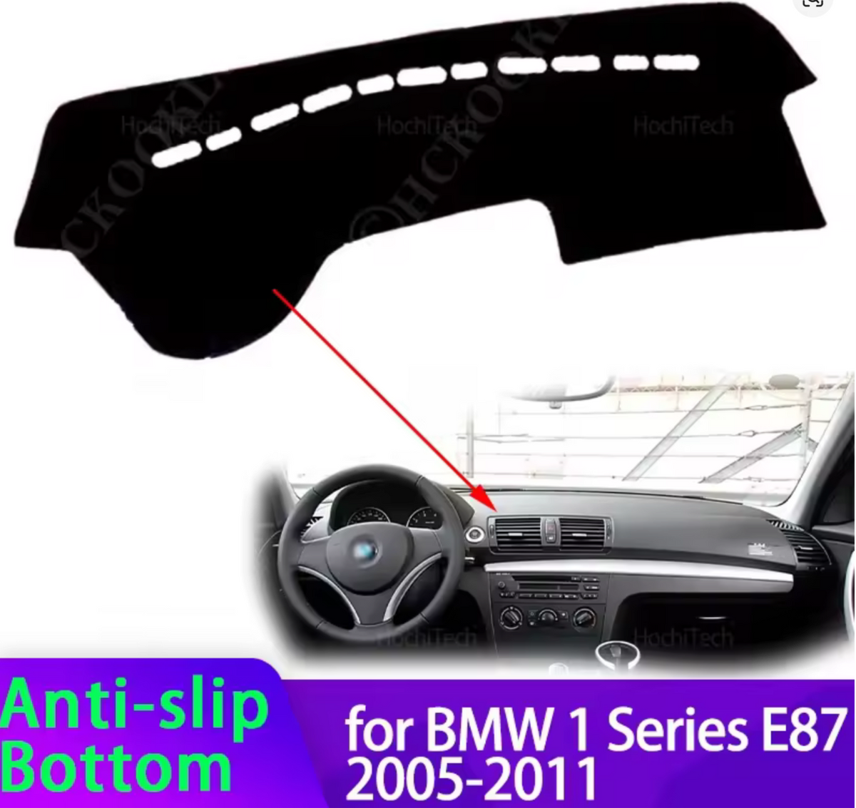 Tapis de tableau de bord en moquette polyester. BMW 118D E87