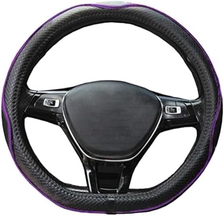 Couvre Volant de Voiture en Cuir Microfibre 15 Pouces (Noir Rouge)