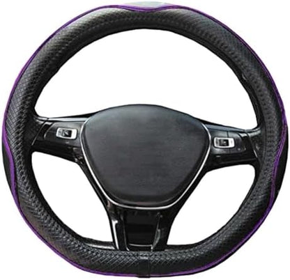 Couvre Volant de Voiture en Cuir Microfibre 15 Pouces (Noir Rouge)