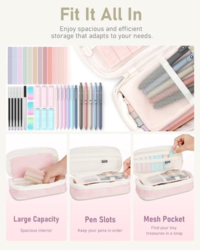 Lot de 39 Fournitures Scolaires Esthétiques - Trousse Rose
