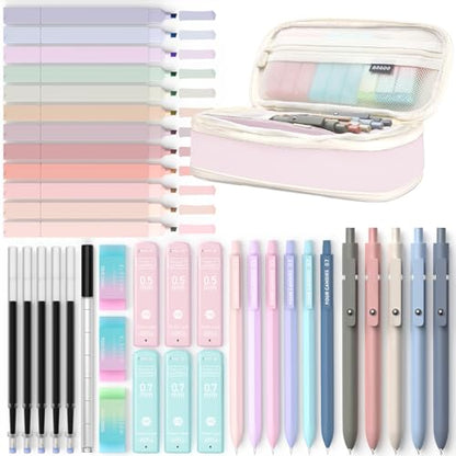 Lot de 39 Fournitures Scolaires Esthétiques - Trousse Rose