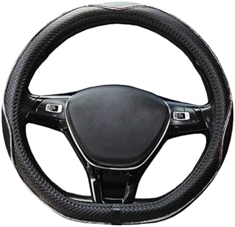 Couvre Volant de Voiture en Cuir Microfibre 15 Pouces (Noir Rouge)