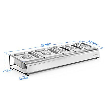 Bac Inox Avec Couvercles pour Restauration et la Cuisine, 5 Bac Rangement Frigo