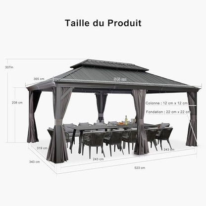 Tonnelle de Jardin Extérieur 5,45 x 3,65 m