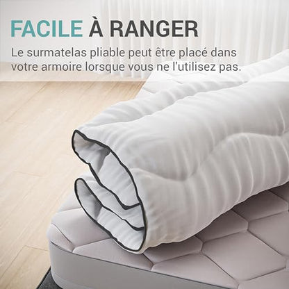Surmatelas Nuage 160 x 200 cm en Microfibre - Confort Optimal - Moelleux, Anti-acarien,