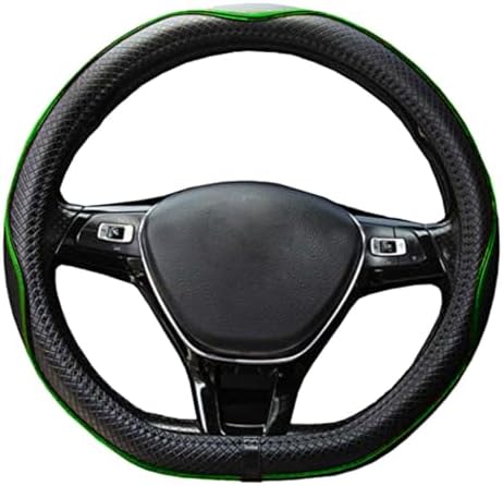 Couvre Volant de Voiture en Cuir Microfibre 15 Pouces (Noir Rouge)