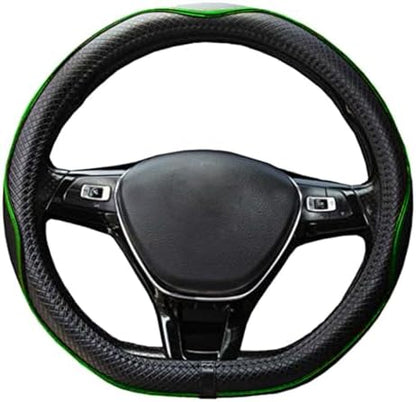Couvre Volant de Voiture en Cuir Microfibre 15 Pouces (Noir Rouge)