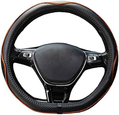 Couvre Volant de Voiture en Cuir Microfibre 15 Pouces (Noir Rouge)