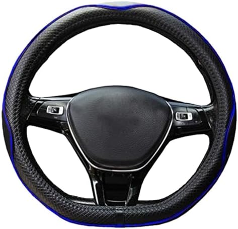 Couvre Volant de Voiture en Cuir Microfibre 15 Pouces (Noir Rouge)