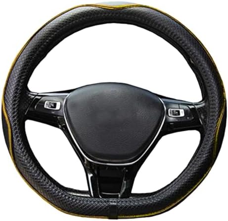 Couvre Volant de Voiture en Cuir Microfibre 15 Pouces (Noir Rouge)