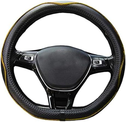 Couvre Volant de Voiture en Cuir Microfibre 15 Pouces (Noir Rouge)