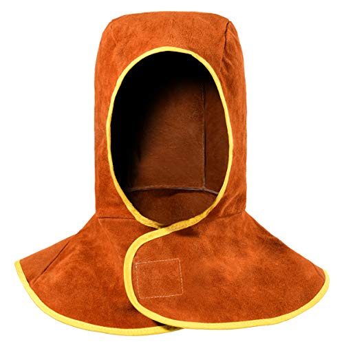 QeeLink Capuchon de Soudage en Cuir - Résistant à la Chaleur, Sécurité, Respirant