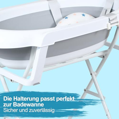 Baignoire pour bébé avec support, pliable, avec support antidérapant, tapis de bain