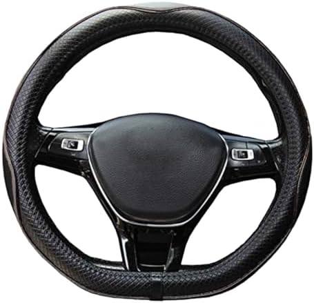 Couvre Volant de Voiture en Cuir Microfibre 15 Pouces (Noir Rouge)