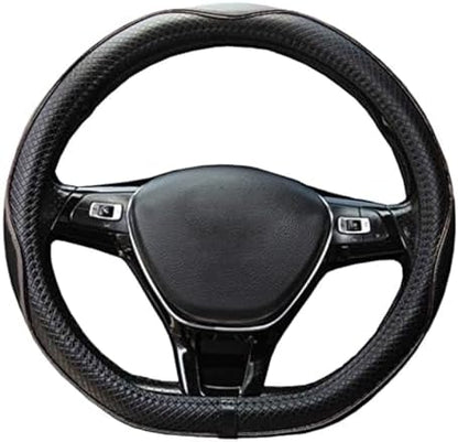 Couvre Volant de Voiture en Cuir Microfibre 15 Pouces (Noir Rouge)
