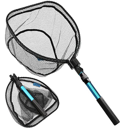 Fishing Épuisette de Pêche en Aluminium Antidérapant Pliable pour Eau Douce et Eau Salée Accessoires de Pêche pour Adultes et Enfants Épuisette de Pêche