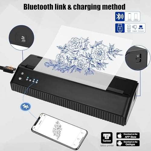 Thermocopieur Tatouage Imprimante de Transfert tatouage Machine Bluetooth avec 10 Feuilles