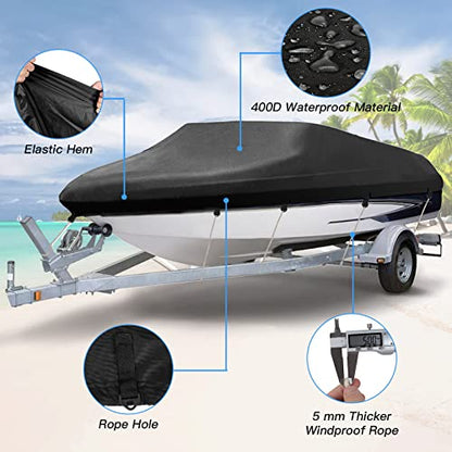 Bâche de Bateau, Housse de Bateau Portable Imperméable 4000PA, Couverture de Protection pour Bateau à Coque