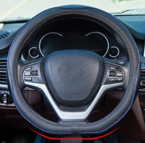 Couvre Volant de Voiture en Cuir Microfibre 15 Pouces (Noir Rouge)