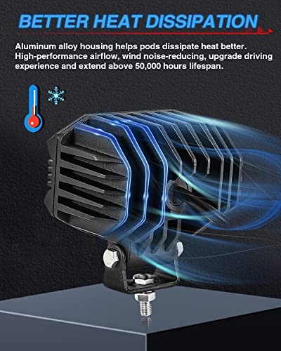 4Pcs Phares de Travail  Pouces 80W 9600LM Voiture, Tracteur, Camion, SUV, Bâteau, Caravane