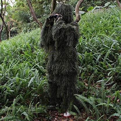 HaoFst Ghillie Combinaison camouflage de forêt pour la chasse 4 pièces + sac