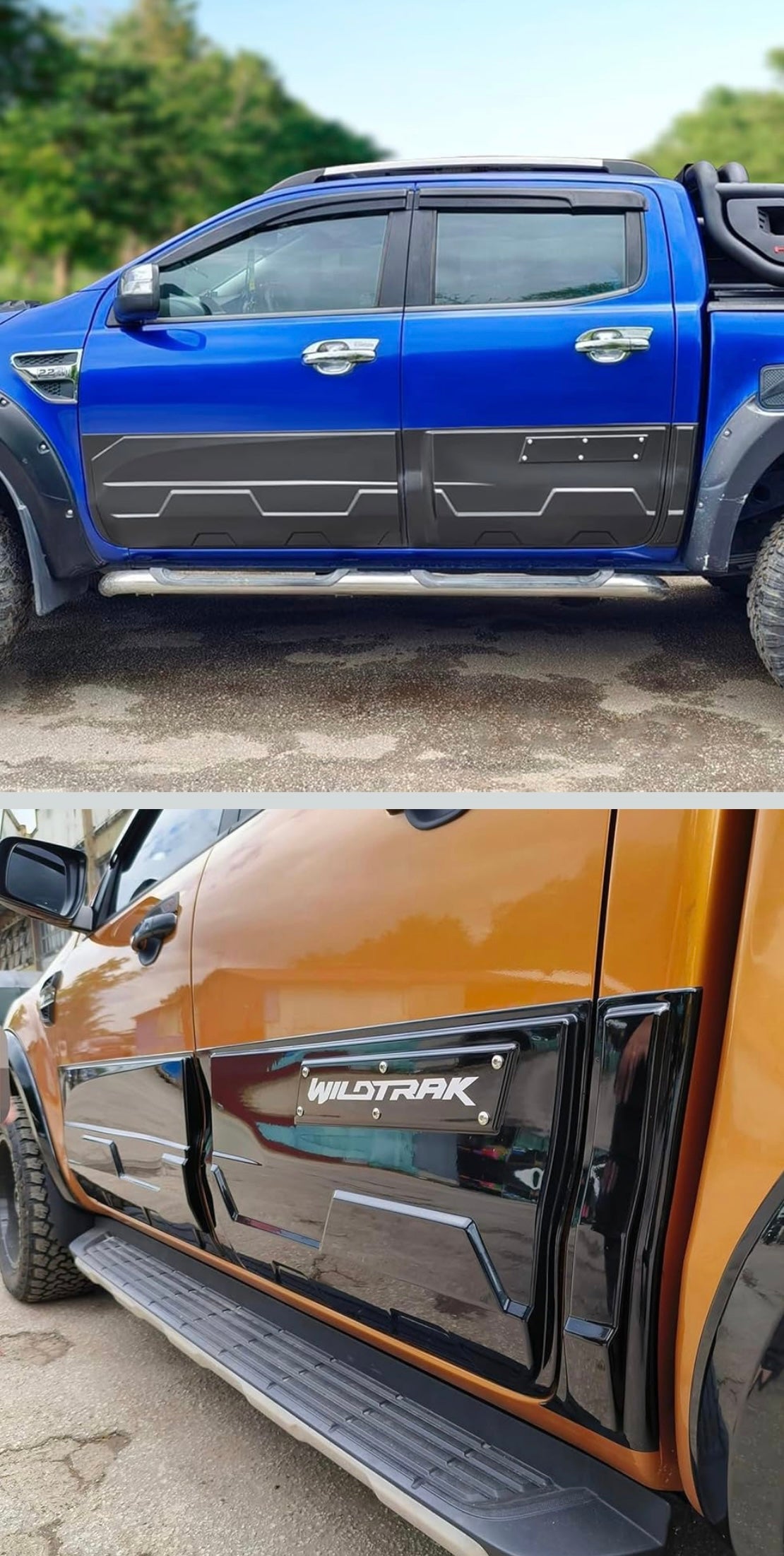 JHCHAN Protection de Porte de Voiture pour Ford Ranger 2012-2022 T6 T7 T8 Double Cabine Wildtrak Raptor XL XLT Tremor Limited Platinum Carrosserie Habillage de portière latérale