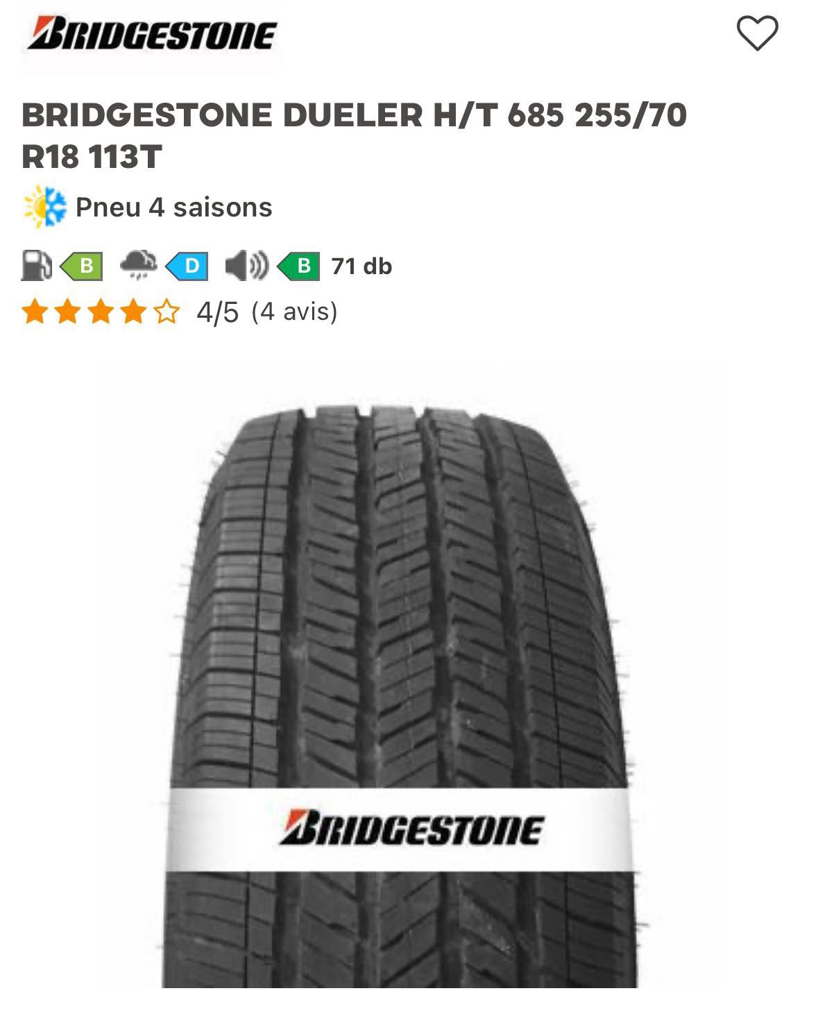 Pneu bridgestone Dueler H/T